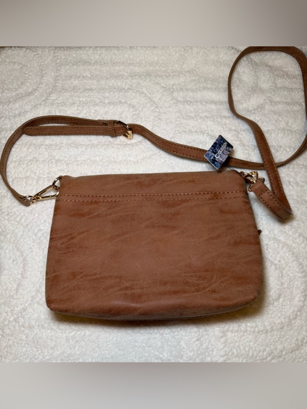 Tan Crossbody Bag with Front Zip Flap - Women’s Crossbody - Picture 4 of 12